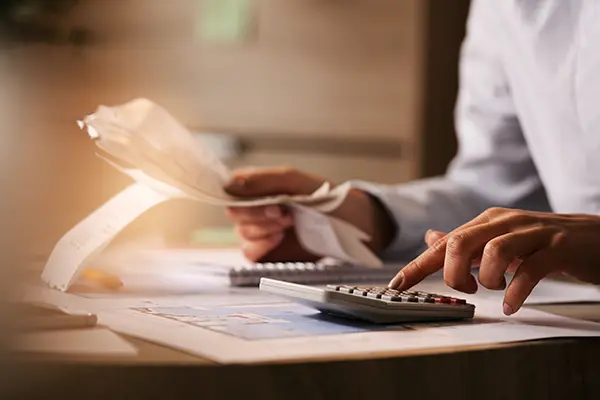 Businesswoman doing accounting